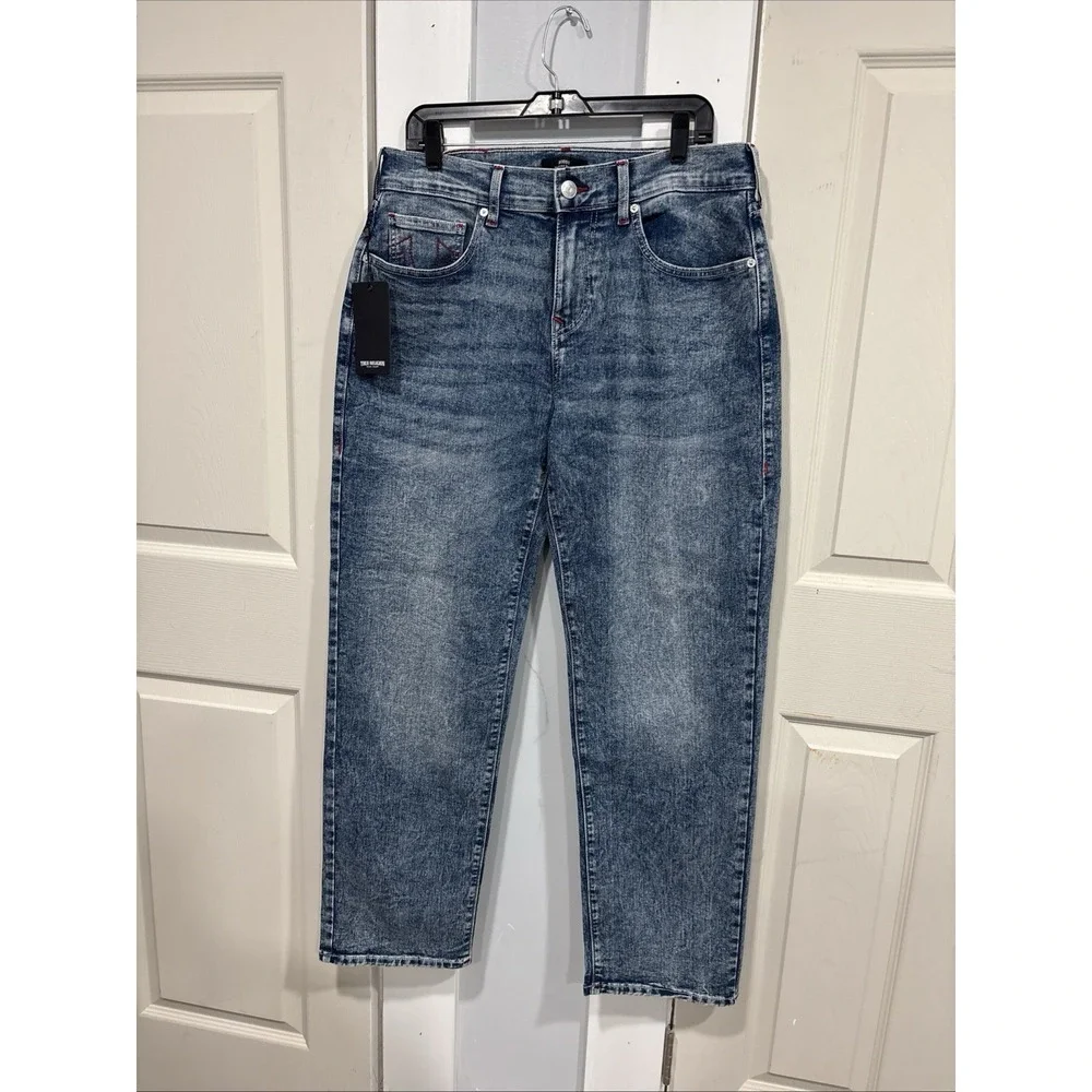 True Religion Bobby Relaxed Baggy Jeans Men's 32x32 Acid Wash Blue NWT